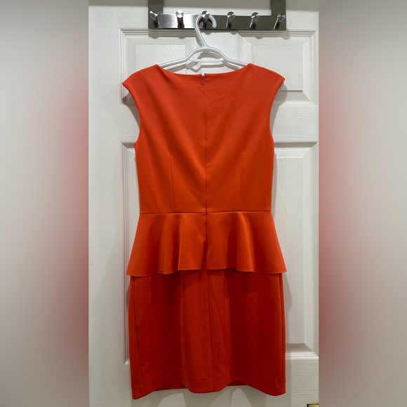Coral Sleeveless Knee length Peplum Dress - Picture 1 of 2